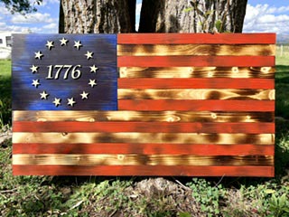 1776 American Flag - Wood