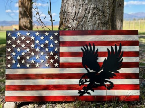 American Flag - Red White & Blue with Eagle Cutout