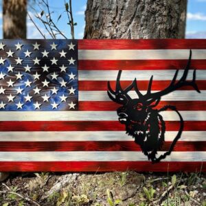 American Flag - Red White & Blue with Elk Cutout
