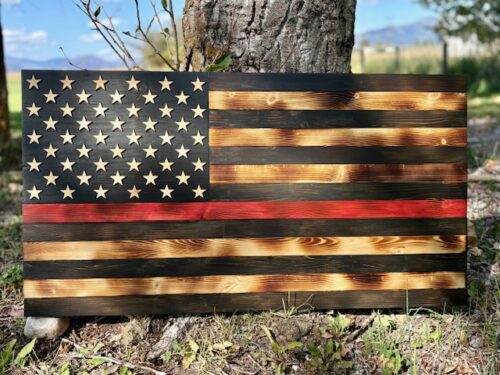 American Flag - Black with Red Line