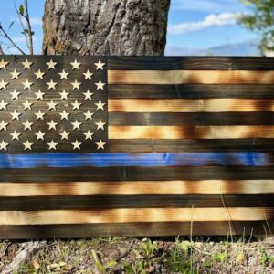 American Flag - Black with Blue Line