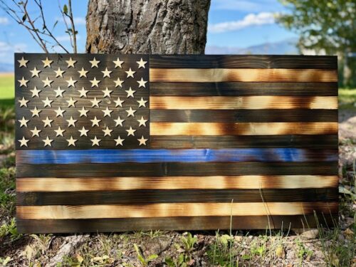 American Flag - Black with Blue Line